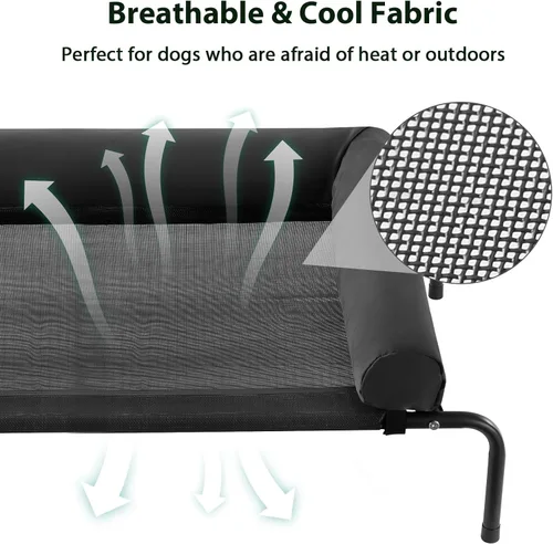 Vista 3 de Cama elevada refrescante para perros grandes – Cuna elevada impermeable con reposacabezas inclinado, malla Teslin transpirable, cama duradera