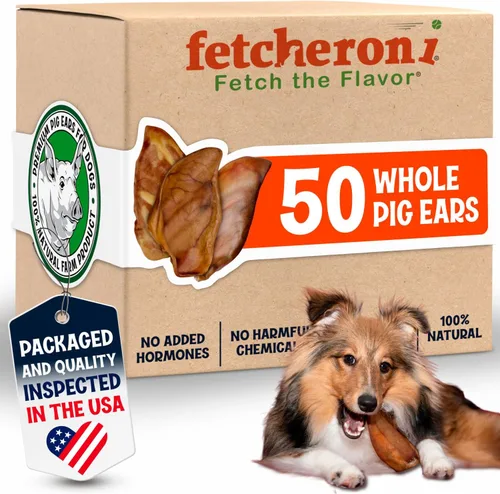 Vista 11 de FETCHERONI Orejas de cerdo enteras para masticables para perros, golosinas duraderas para perros, L, 30 unidades Larga duración, un ingrediente