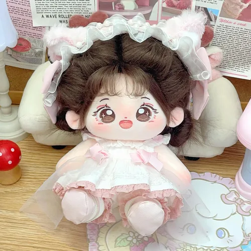 Vista 4 de CALEMBOU Muñeca de peluche - Muñeca de algodón suave y linda de 20 cm de anime kawaii con disfraz de esqueleto y ropa (Chacha)