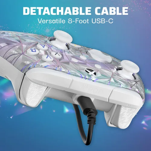 Vista 5 de PDP Gaming REMATCH Enhanced Wired Gaming Controller Licensed Xbox Series XS Gamepad, Xbox One, Windows PC, Mappable Back Buttons, Customizable