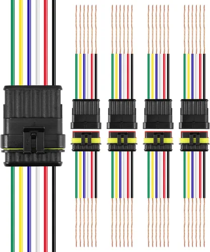 Vista 8 de RDBS Kit de 5 conectores de cable eléctrico de 5 pines, 5 vías, impermeables, macho y hembra, enchufe para automóvil, camión, motocicleta, barco