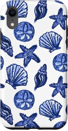 Vista 25 de Funda azul para iPhone 16, diseño de conchas marinas náuticas para nieta costera