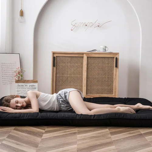 Vista 5 de MAXYOYO Colchón Japonés de Suelo Futón Colchón, Tapete de Tatami Engrosado de 4", Almohadilla para Dormir Plegable Enrollable para Niños y Niñas