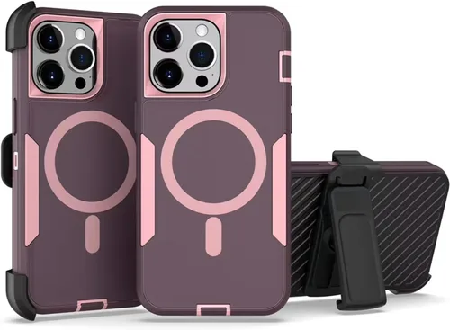 Vista 11 de Funda diseñada para iPhone 16 Pro, magnética, doble protección, resistente y duradera, compatible con MagSafe, clip trasero desmontable, a prueba