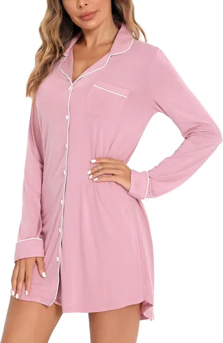 Vista 6 de Camisones para mujer, con botones, manga corta, camisón de pijama suave