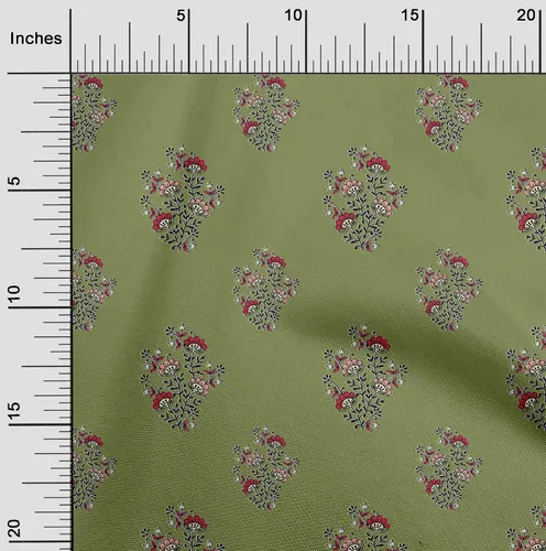 Vista 12 de Tela de poliéster oneOone de micro malla con hojas y estampado de bloques florales por Yardtwoinch de ancho