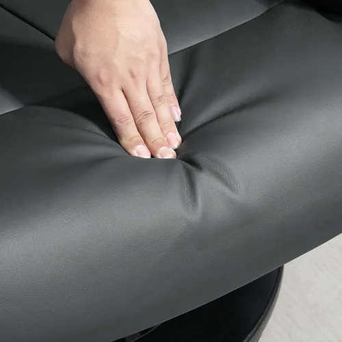 Vista 7 de HOMCOM Silla reclinable de masaje con otomana, reclinable giratorio de 360° y reposapiés, vibración de 10 puntos, silla reclinable de piel sintética