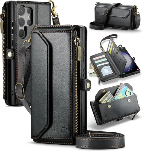 Vista 20 de Strapurs - Funda tipo cartera con correa para Samsung Galaxy S23 5G, color negro