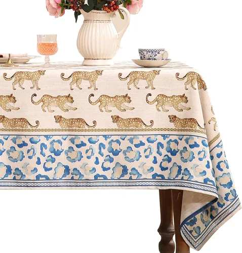 Vista 37 de [Usado] patdrea Mantel largo de lino de diseño verde para mesa rectangular, mantel vintage transpirable con patrón de frutas amarillas, funda