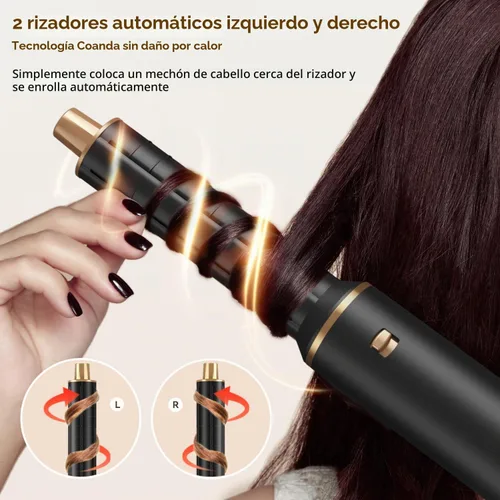 Vista 3 de JINYAWA Cepillo secador de pelo 5 en 1, cepillo de aire caliente, rizador de aire, moldeador de cabello sin daños por calor, cepillo