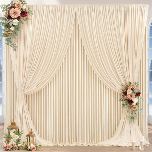 Vista 12 de Cortinas de fondo azul bebé de 8 x 10 pies para bodas, cortinas de fondo de poliéster sin arrugas, para baby shower, fiestas de cumpleaños