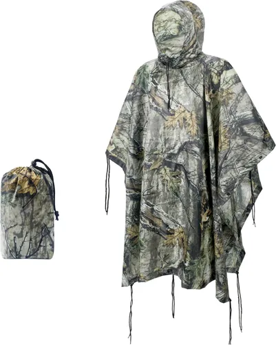 Vista 13 de Poncho de lluvia de camuflaje, abrigo impermeable multiusos