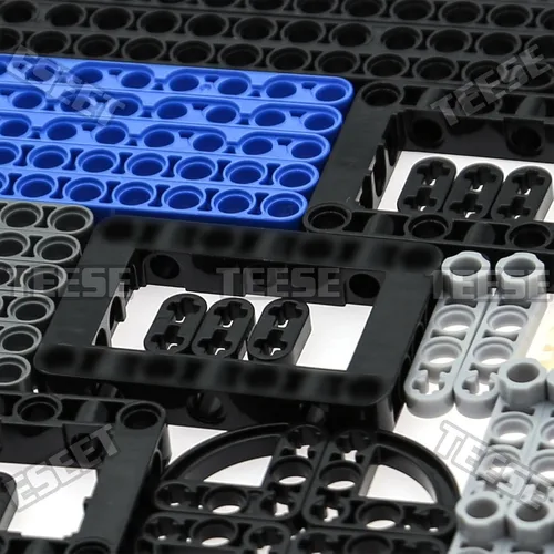Vista 4 de TEESE Juego de 282 piezas de vigas técnicas con minifigura de helicóptero rotor y separador de ladrillos, compatible con piezas técnicas