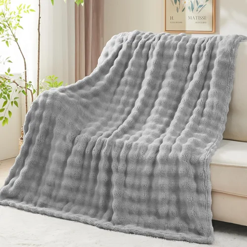 Vista 42 de NEWCOSPLAY Manta para Sofá Aqua Súper Suave de Franela Polar 3D Burbuja Ligera Manta de Cama para Uso en Todas las Estaciones (Aqua, Throw(50"x60"))