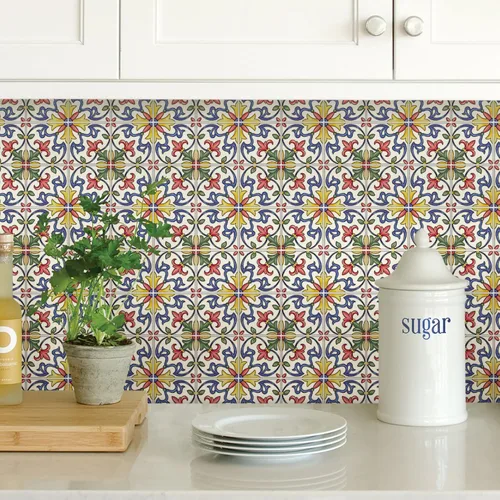 Vista 2 de In Home NH2365 Azulejo de Salpicaduras Tuscan de Pelar y Pegar, Estándar, Multicolor