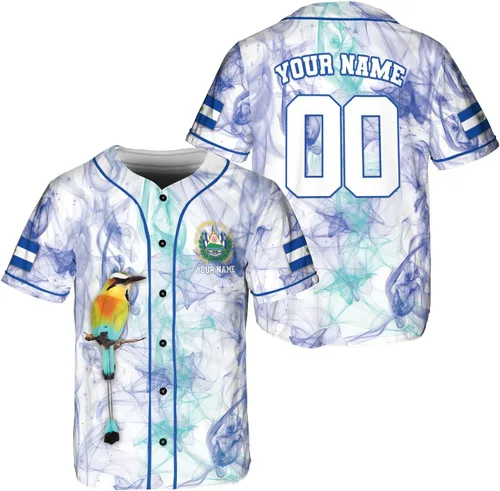 Vista 18 de Parvii Camiseta de béisbol personalizada de El Salvador Orgulloso, camiseta de El Salvador, camiseta de El Salvador, Jersey de El Salvador