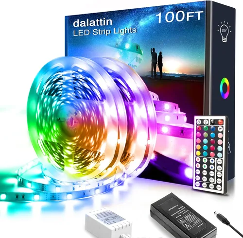 Vista 10 de Dalattin - Tira de luces LED para dormitorio de 25 pies, kit de tiras de luces LED RGB 5050 con cambio de color, control remoto de 44 teclas