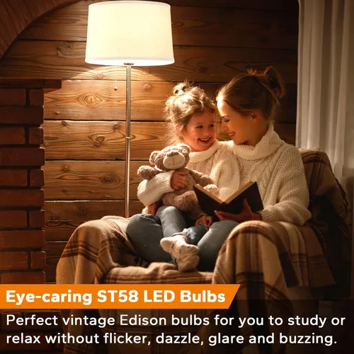 Vista 4 de TOBUSA Bombillas LED Edison vintage equivalentes a 60 W, bombillas LED superbrillantes de 900 lúmenes, bombillas de filamento LED antiguas ST58 de 6