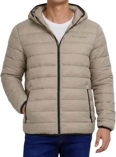 Vista 10 de Spyder Chaqueta acolchada plegable para hombre con capucha, chaquetas de invierno ligeras para hombre Negro