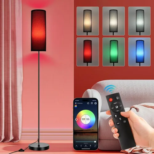 Vista 15 de FRIDEKO HOME Lámpara de pie, iluminación ambiental que cambia de color para sala de estar, dormitorio, lámpara de pie con aplicación y control
