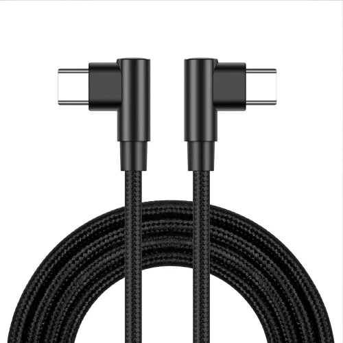 Vista 13 de Cable USB C a USB C en ángulo recto de 3.3 ft/3 pies, 90 grados, 60 W, PD tipo C, cable trenzado de nailon de carga rápida y transmisión de datos