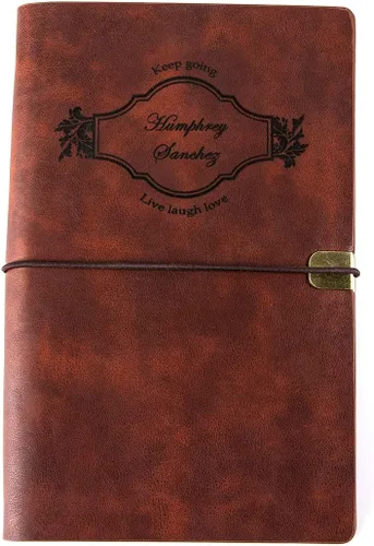 Vista 8 de Fanery Sue Diario personalizado de cuero sintético con monograma de tapa suave, cuaderno de escritura recargable de hojas sueltas con 6 anillas