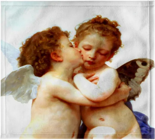 Vista 7 de 3D Rose Cupid and Psyche As Children 1890-L Amour Enfants-Bouguereau-Baby Angel Cherubs Kiss-Toalla clásica, 15 x 22 pulgadas, multicolor