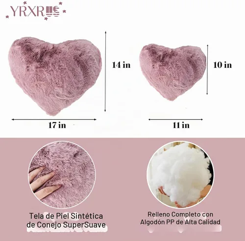 Vista 7 de YRXRUS Almohadas de corazón, almohada en forma de corazón, pequeñas almohadas de corazón rosa polvoriento para regalos, almohadas de imitación