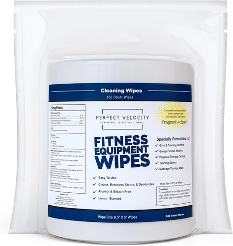 Vista 6 de Fitness - Toallitas para equipos de gimnasio - 4 rollos de 800 toallitas de limpieza prehumedecidas - Para dispensadores ascendentes y descendentes