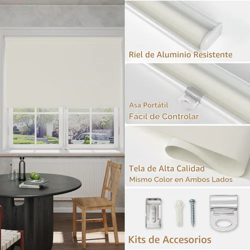 Vista 2 de MYshade Persianas Enrollables Opacas sin Cordón, Oscurecimiento de Habitación con Parada Libre, Persianas Enrollables para Ventanas, Persiana