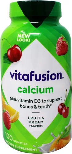 Vista 2 de Vitafusion Vitaminas gomosas de calcio para adultos, 500 mg, frutas cremosas arremolinadas, 400