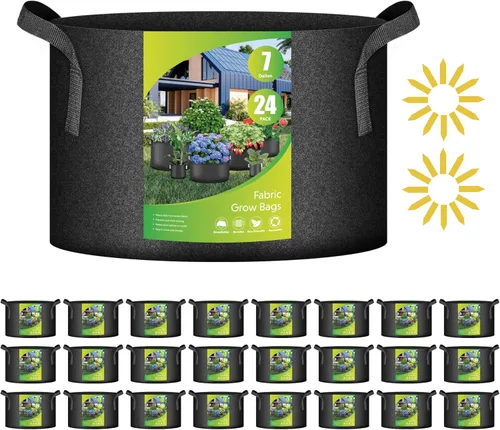 Vista 18 de iPower Paquete de 12 bolsas de cultivo de 1 galón, macetas de tela no tejida de aireación gruesa resistente con asas de nailon y 12 etiquetas