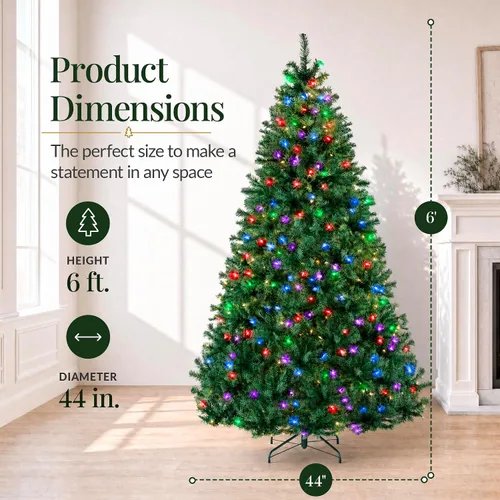Vista 39 de Best Choice Products Árbol de Navidad azul bebé preiluminado de 6 pies, decoración navideña artificial completa con 947 puntas de rama, 250 luces