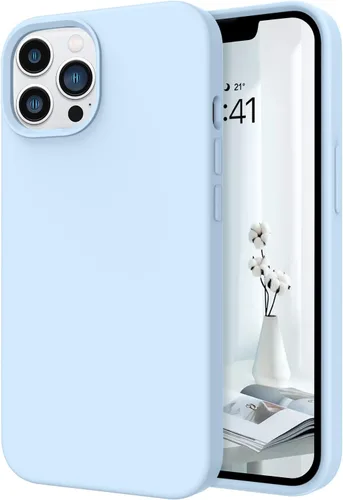 Vista 10 de Telaso Funda compatible con iPhone 13, silicona líquida de gel suave para iPhone 13, funda delgada con forro de microfibra a prueba de golpes Azul