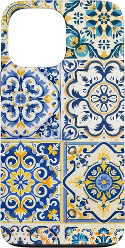 Vista 24 de Funda para iPhone 17 con diseño de azulejos mediterráneos sicilianos