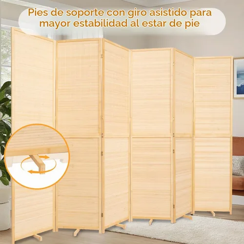 Vista 6 de Divisor de habitación de bambú, pantallas plegables de privacidad, divisor de pared para separación de habitaciones, divisores y divisores