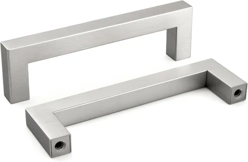 Vista 14 de homdiy Paquete de 1 tirador de gabinete de níquel cepillado de 3-3/4 pulgadas, manijas cuadradas de acero inoxidable para puerta de armario