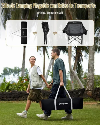 Vista 7 de KingCamp Silla de camping extragrande XL, sofá plegable resistente de 500