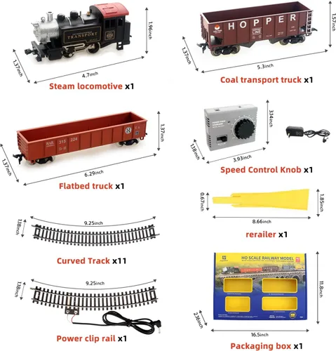 Vista 4 de Juegos de Tren Eléctrico a Escala HO 1:87, Juego de Tren Locomotora Negra con Control Remoto, Paquete de Energía de Vía y Control de Velocidad