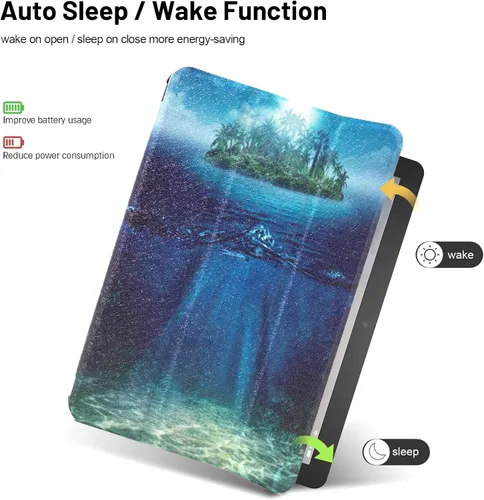 Vista 3 de Dteck Funda delgada para tablet Fire 7 de 12ª generación 2022, ligera, inteligente, con soporte triple y función de encendido y apagado automático