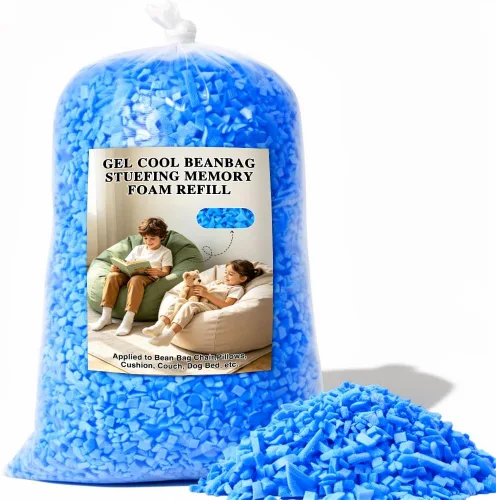 Vista 7 de Relleno de puf, relleno de espuma viscoelástica triturada de 5 libras, relleno de almohada suave para sofá, cojín, animales de peluche, cama