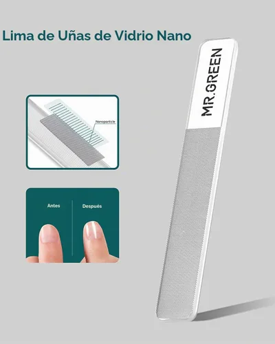 Vista 2 de MR.GREEN Brillo de uñas de cristal, limas de uñas de nanocristal y pulidor de uñas, kit profesional de herramientas de manicura de cristal para uñas