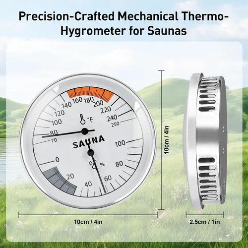 Vista 2 de Termómetro de sauna Fahrenheit e higrómetro 2 en 1 – Medidor preciso de temperatura de humedad interior, accesorios de sauna, medidor