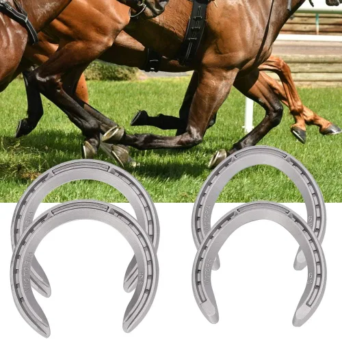 Vista 3 de Herraduras ecuestres, herraduras de aluminio resistentes al desgaste, juego de herradura de herradura, juego de zapatos de caballo, herraduras
