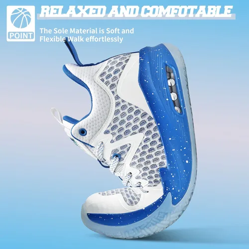 Vista 6 de ASHION Zapatos deportivos para niños y niñas, zapatos de correr para niños, zapatos de baloncesto, tenis antideslizantes