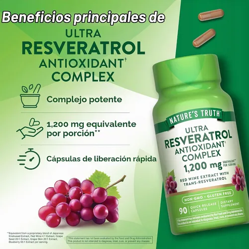 Vista 5 de Nature's Truth Resveratrol Complejo 90 Cápsulas