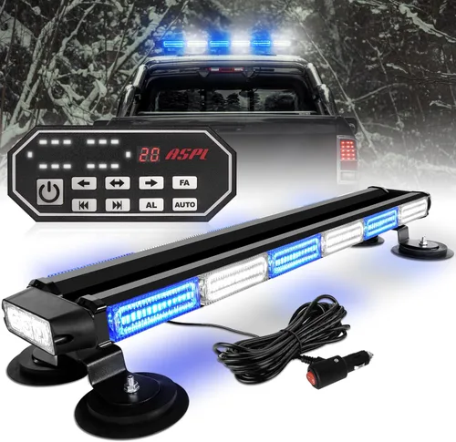 Vista 13 de ASPL - Barra de luces estroboscópicas de 66 cm, 126 LED, de emergencia, para techo, doble cara, con controlador, intermitente, de advertencia, luz