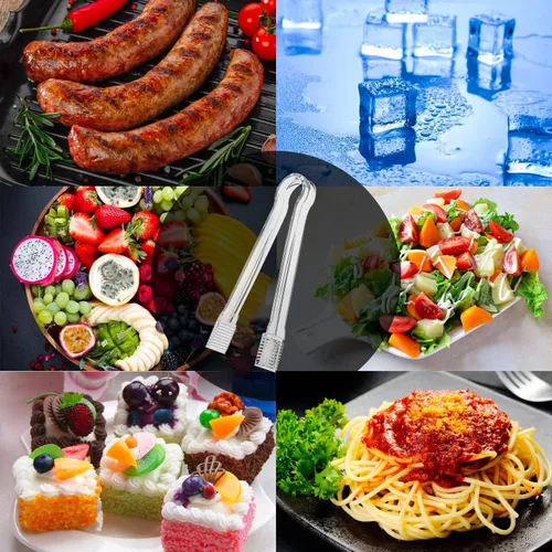 Vista 7 de Paquete combinado de 12, 6 pinzas de plástico para servir, mini pinzas de cocina, pinzas de cocina y 6 cucharas de plástico transparente