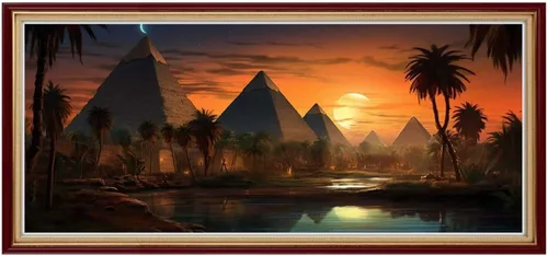 Vista 2 de Arte de diamantes de bosque de Egipto, kits de pintura de diamante DIY por números kit para adultos, accesorios de pintura de diamante completo, 5d