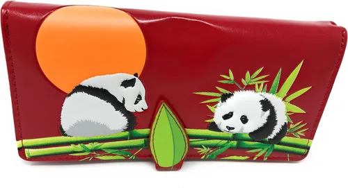 Vista 2 de Shag Wear Cartera grande para mujer de piel vegana color rojo 7 pulgadas